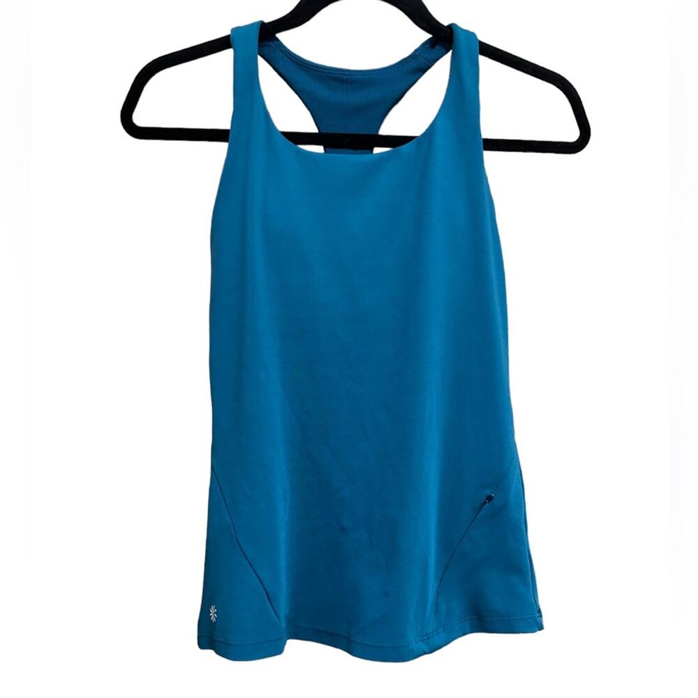 Athleta Contender Teal Racerback Tank with Front Zipper Pocket Size X-Small